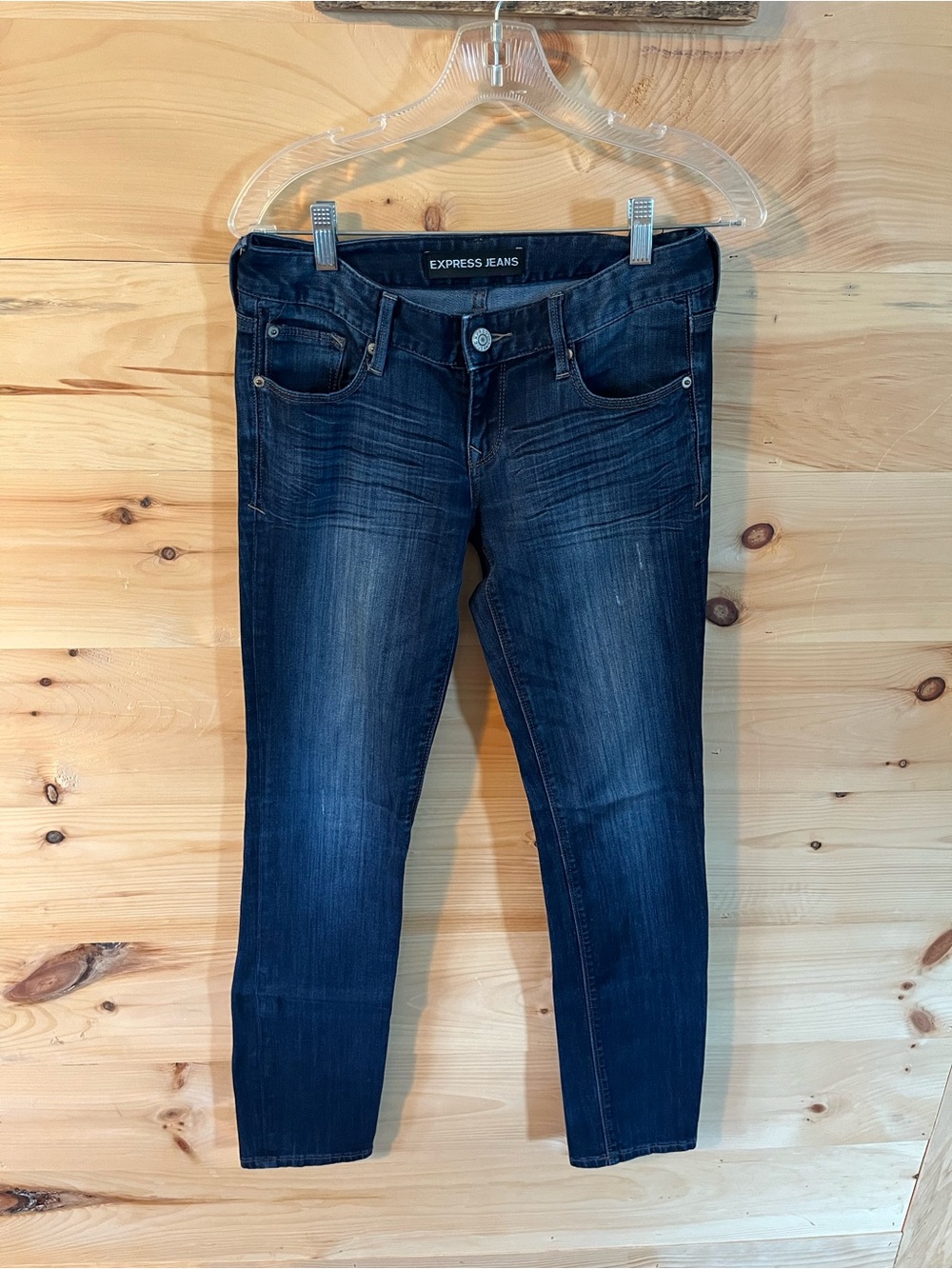 Women's Express Dark Blue Stella Skinny Fit Low Rise Jeans Size 2R
